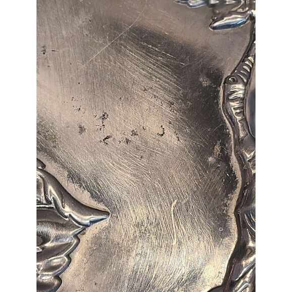 Arthur Court 2002 19" Oblong Serving Tray Vines & Grape Grapevine Footed GUC - Picture 9 of 11